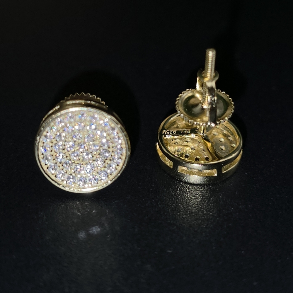 ✨ 0.39 CTW Moissanite Round Pavé Stud Earrings | Gold Over S925 | VVS D Color ✨